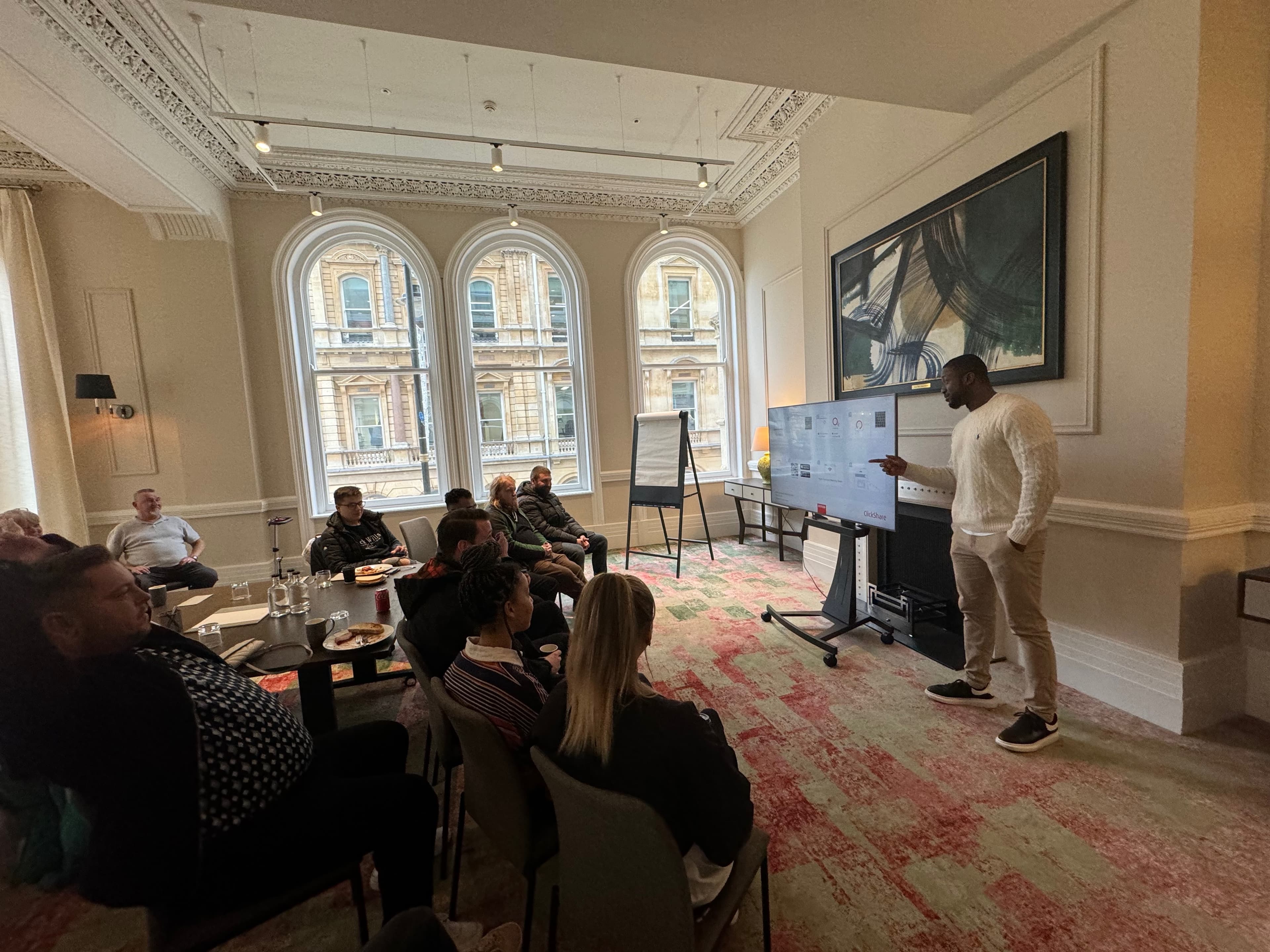 A LENs presenter speaking to a group during an away day.